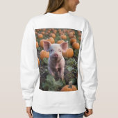 **"Patch of Joy: A Happy Baby Pig Under Pumpkins"* Sweatshirt (Rückseite)