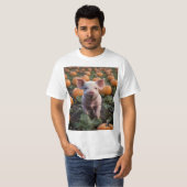 **"Patch of Joy: A Happy Baby Pig Under Pumpkins"* T-Shirt (Vorne ganz)