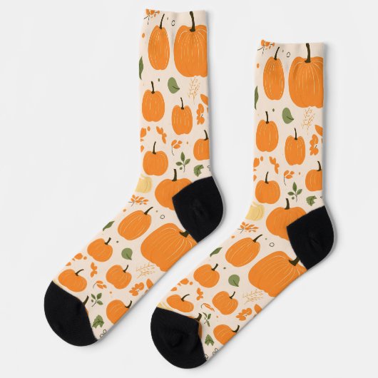 Patch Perfekt - Gemütlich Orange Pumpkin Muster Socken (Linkes Detail)