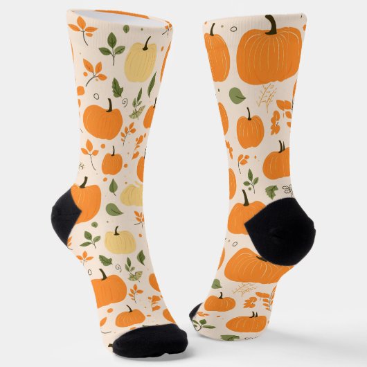 Patch Perfekt - Gemütlich Orange Pumpkin Muster Socken (Gewinkelt)