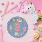 Patch Preppy Denim Jean Jacke 8. Geburtstag Pappteller (Party)