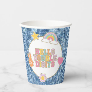 Patch Preppy Hallo Doppeltes Zifferblatt 10. Gebur Pappbecher
