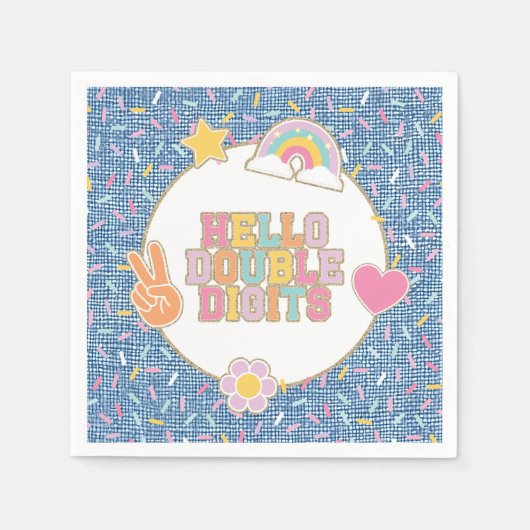 Patch Preppy Hallo Doppeltes Zifferblatt 10. Gebur Serviette (Vorderseite)