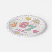 Patch Preppy I was SIX now I'm SEVEN  7th Birthday Pappteller (Schrägansicht)