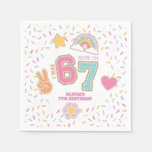 Patch Preppy Ich war SECHS jetzt bin ich SIEBEN 7 Serviette