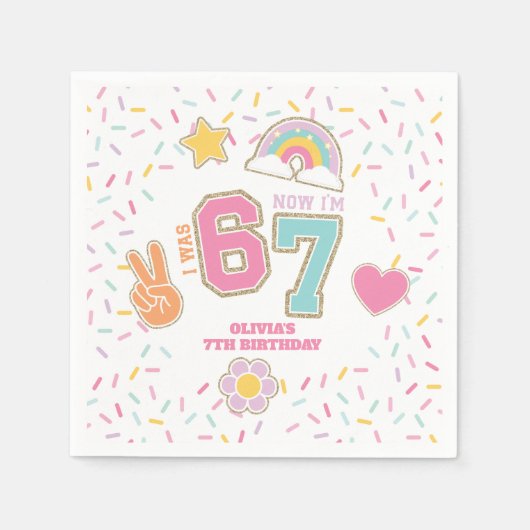 Patch Preppy Ich war SECHS jetzt bin ich SIEBEN 7 Serviette (Vorderseite)