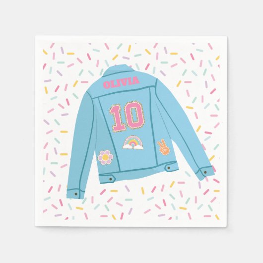 Patch Preppy Jean Jacket 10. Geburtstag Serviette (Vorderseite)