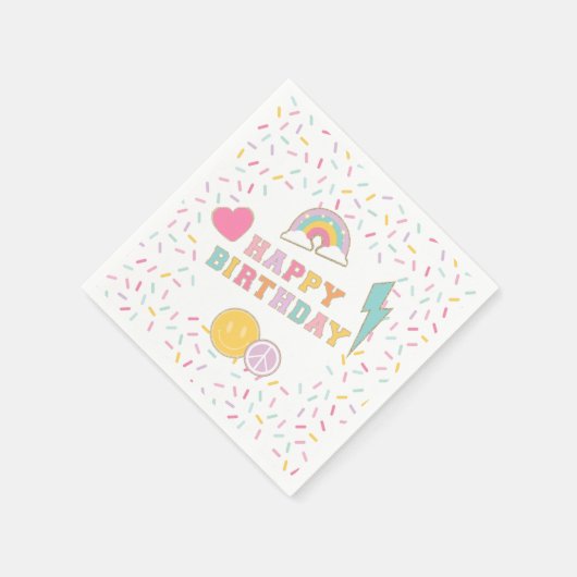 Patch Preppy Letter Birthday Paper-Teller Serviette (Ecke)