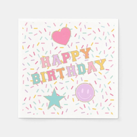 Patch Preppy Letter Birthday Paper-Teller Serviette (Vorderseite)