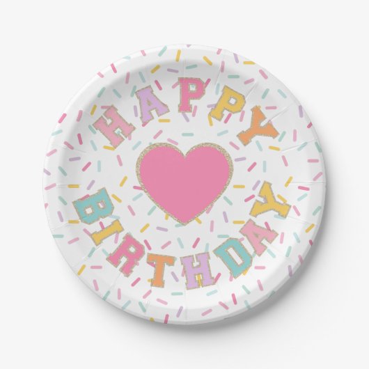 Patch Preppy Letter Birthday Pappteller (Vorderseite)