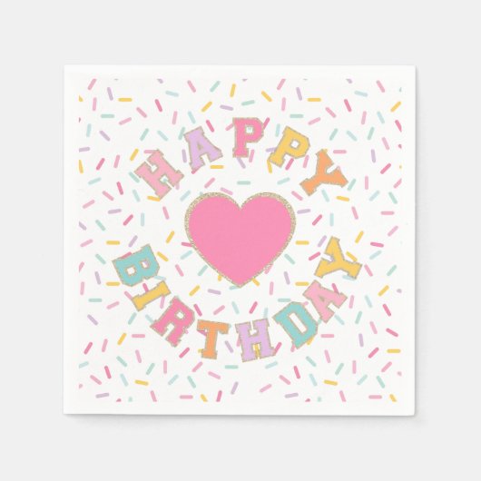 Patch Preppy Letter Birthday Serviette (Vorderseite)