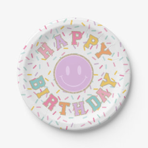 Patch Preppy Letter Geburtstag Pappteller