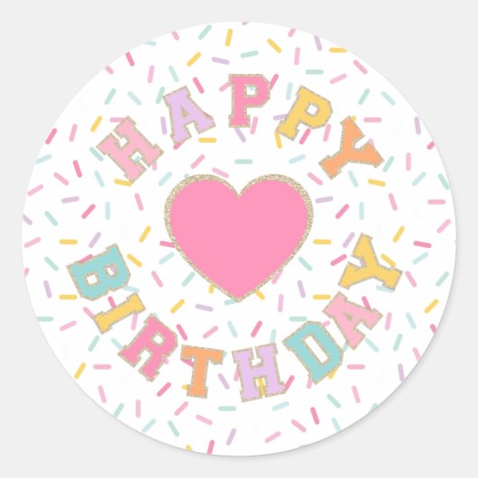 Patch Preppy Letter Geburtstag Runder Aufkleber (Vorderseite)