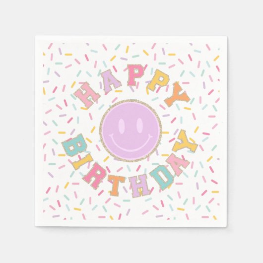 Patch Preppy Letter Geburtstag Serviette (Vorderseite)