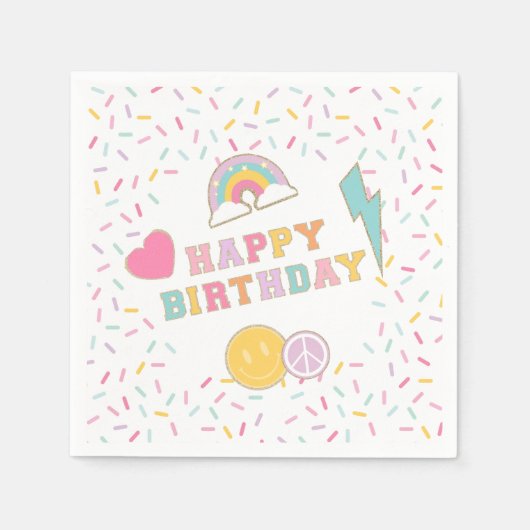 Patch Preppy Letter Geburtstagspapierplatten Serviette (Vorderseite)