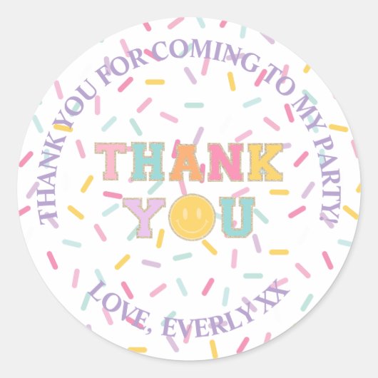 Patch Preppy Letter vielen Dank Runder Aufkleber (Vorderseite)