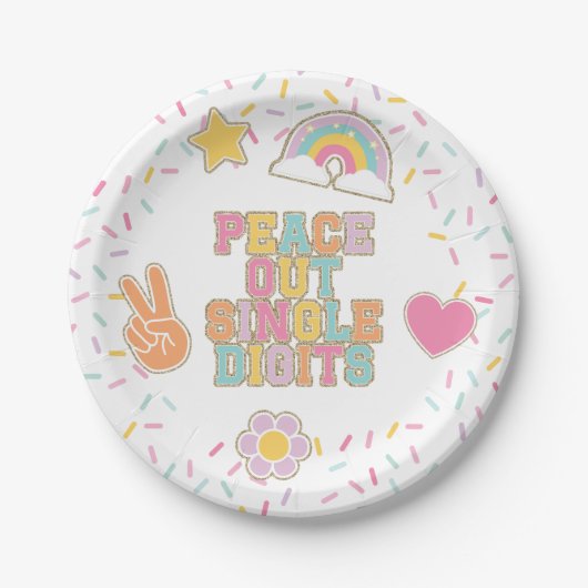 Patch Preppy Peace Out Einstellige Zahlen 10. Gebu Pappteller (Vorderseite)