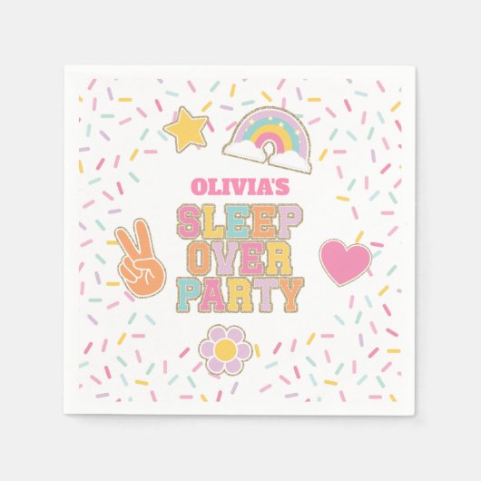 Patch Preppy Pyjamaparty Geburtstag Serviette (Vorderseite)