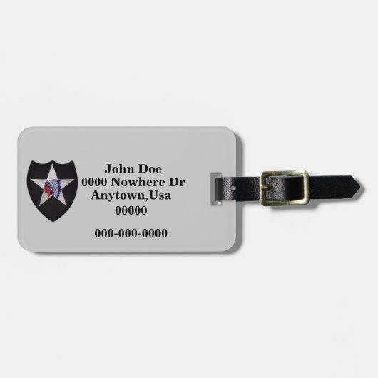 Patch-Tag für die zweite Infanterieabteilung Gepäckanhänger (Vorderseite horizontal)