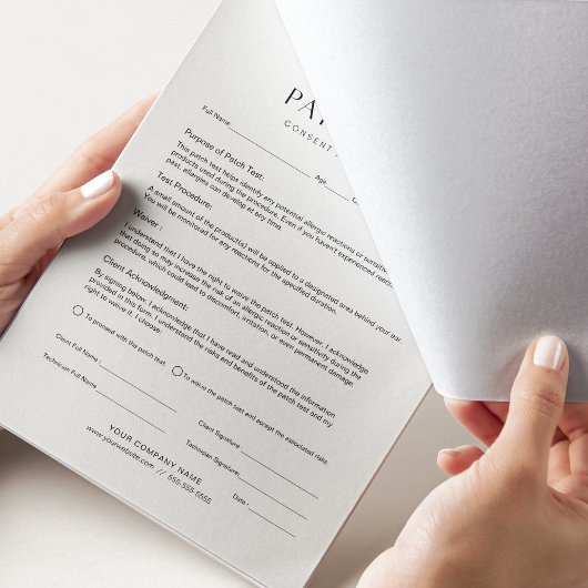 Patch Test Client Zustimmung Form Waiver 40 Seiten Notizblock