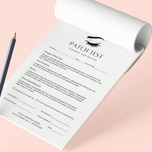 Patch Test Client Zustimmung Form Waiver 40 Seiten Notizblock