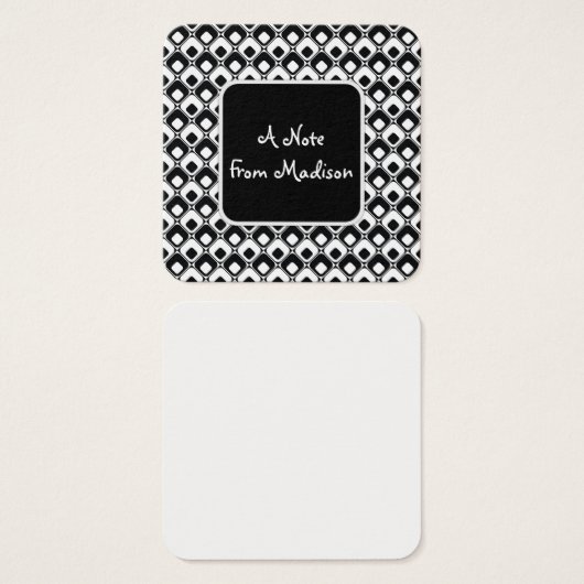 Patchdetails für schwarze und weiße Funky-Quadrate (Vorne & Hinten)