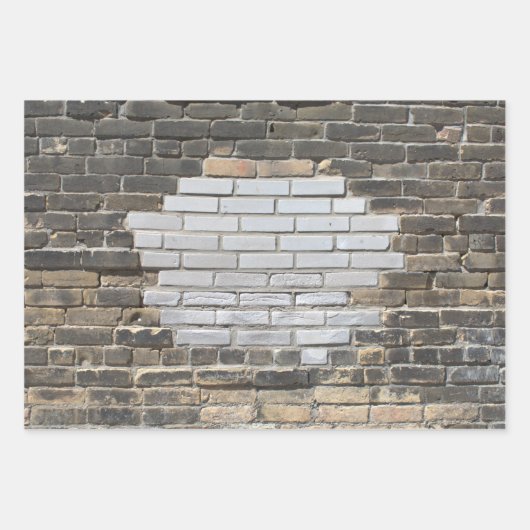 Patched Grau und Weiß Brick Wall Urban Grit Geschenkpapier Set (Vorderseite 2)