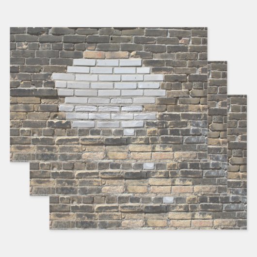Patched Grau und Weiß Brick Wall Urban Grit Geschenkpapier Set (Set)