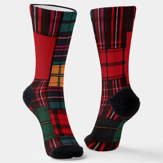 patched Plaid socks  Socken (Gewinkelt)