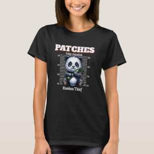 Patches Panda Bamboo Dieb Mugshot Funny T-Shirt