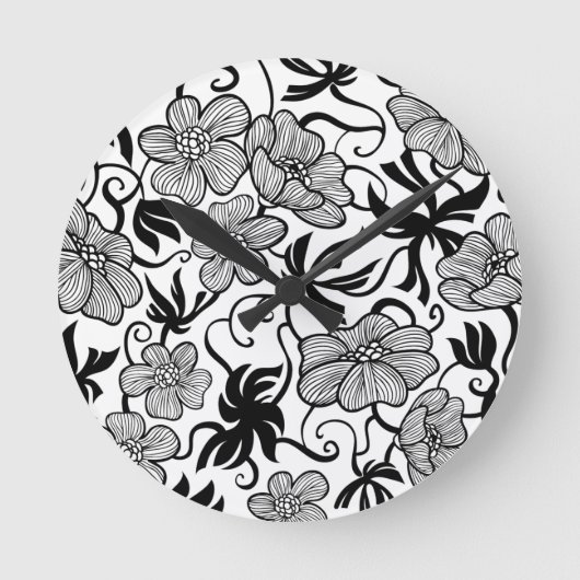Patchhalterung für die schwarze Blume Runde Wanduhr (Vorderseite)