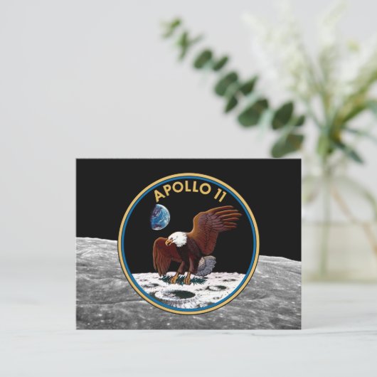 Patchinsignien der NASA Apollo 11 Moon Landing Lun Postkarte (Stehend Vorderseite)