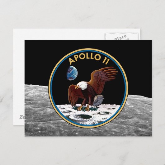 Patchinsignien der NASA Apollo 11 Moon Landing Lun Postkarte (Vorne/Hinten)
