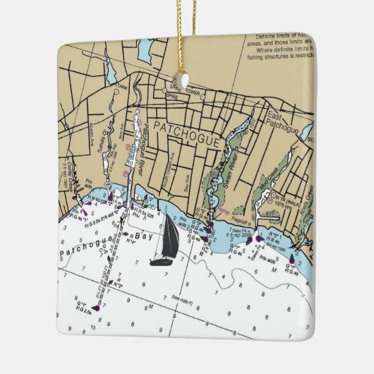 Patchogue NY Chart Keramikornament (Links)