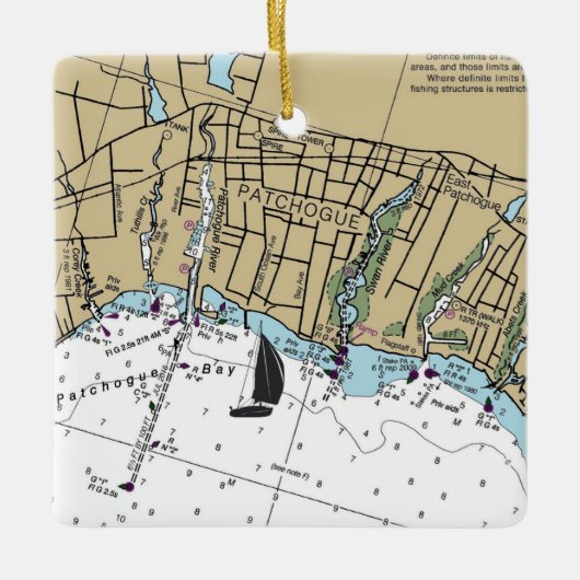 Patchogue NY Chart Keramikornament (Vorderseite)