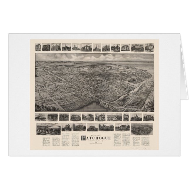 Patchogue, NY panoramische Karte - 1906 (Vorderseite (Horizontal))