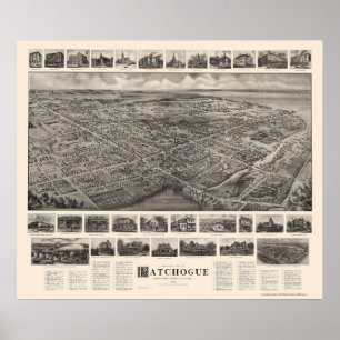 Patchogue, NY panoramische Karte - 1906 Poster