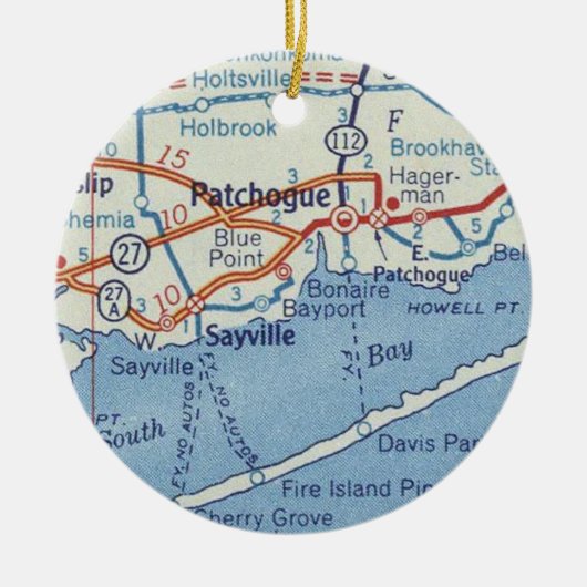 Patchogue Vintag Map Keramik Ornament (Vorne)