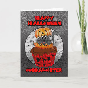 Patchtochter halloween cupcake cat, graue Tabby in Karte