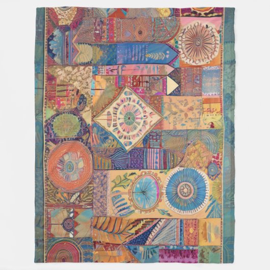 Patchwokr Mandala Fleece Blanket (Vorderseite)