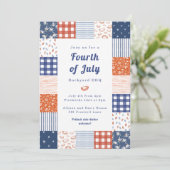 Patchwork 4. Juli GRILLEN Einladung (Stehend Vorderseite)