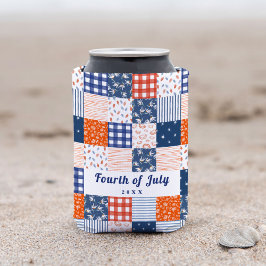 Patchwork 4. Juli Red White Blue Can Cooler Dosenkühler