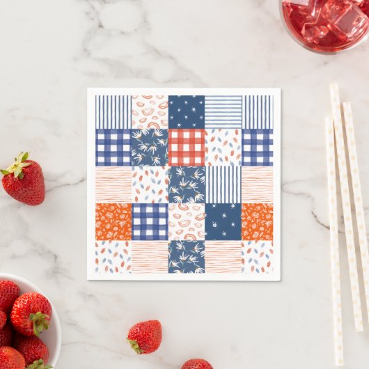 Patchwork 4. Juli Red White Blue Serviette (Beispiel)