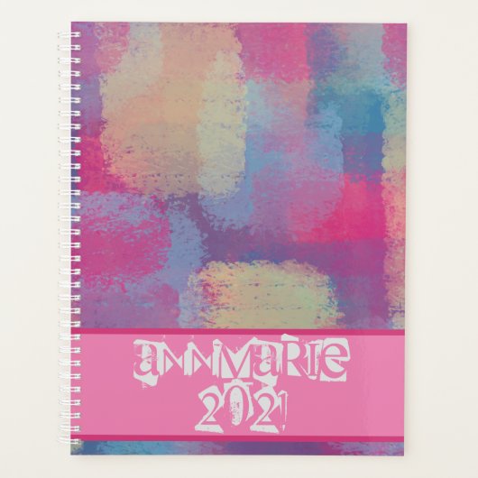 Patchwork Abstrakt mit Namen Notebook Planer (Vorderseite)