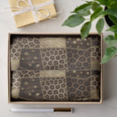 Patchwork-Afrika-Tierdruck | Braun & Gold Seidenpapier (Geschenk)