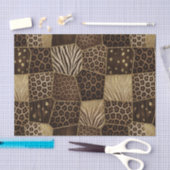 Patchwork-Afrika-Tierdruck | Braun & Gold Seidenpapier (Handwerk)