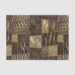 Patchwork-Afrika-Tierdruck Braun & Gold Seidenpapier