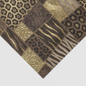Patchwork-Afrika-Tierdruck | Braun & Gold Seidenpapier (Ausschnitt)