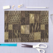 Patchwork-Afrika-Tierdruck | Braun & Gold Seidenpapier (Handwerk)