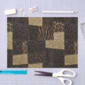 Patchwork-Afrika-Tierdruck | Braun & Gold Seidenpapier (Handwerk)